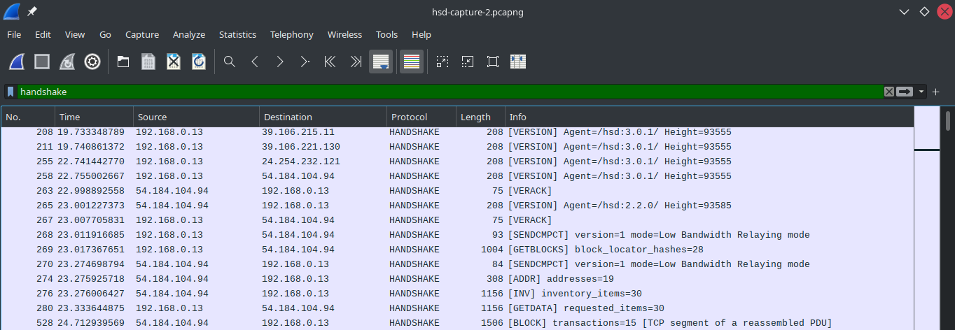Wireshark List